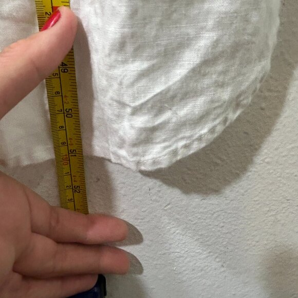 Pure Navy Dress Womens Medium white Linen Button capsule minimalist casual Midi - Picture 5 of 12